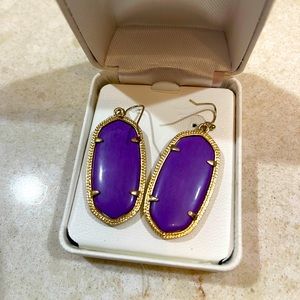 Kendra Scott Gold Drop Earrings Purple